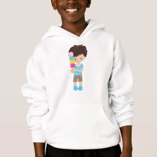 Boy With Ice Cream Brown Hair Ice Cream Cone Hoodie