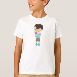 Boy With Ice Cream, Brown Hair, Ice Cream Cone T-Shirt