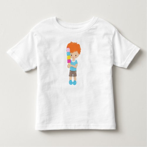 Boy With Ice Cream Orange Hair Ice Cream Cone Toddler T_shirt