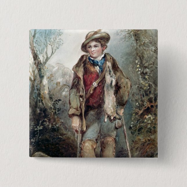 Boy with Rabbits Button (Front)