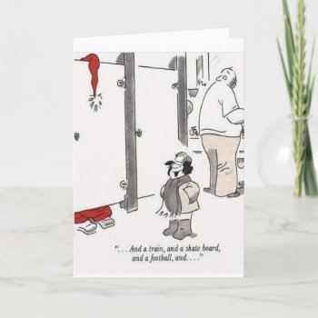 Boy With Santa In Bathroom Stal Greeting Card by Unique_Christmas at Zazzle