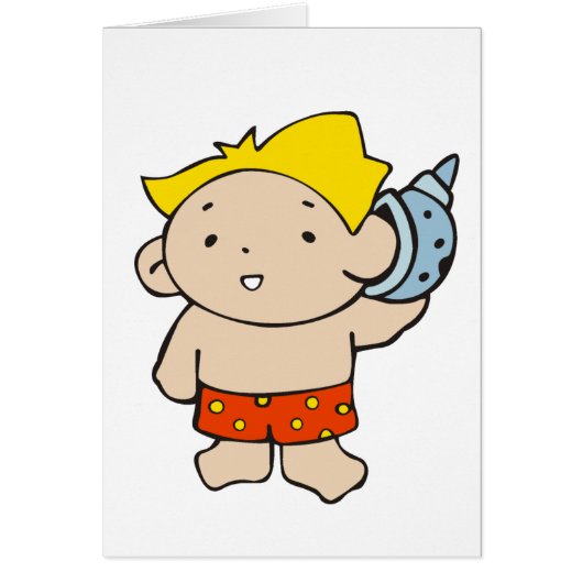 Boy with Seashell Cards (Front)