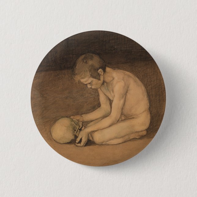 Boy with Skull (by Magnus Enckell) Button (Front)