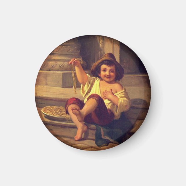Boy with Spaghetti by Julius Moser  (c. 1808) Magnet (Front)