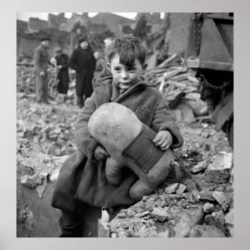 Boy with Stuffed Animal 1945 Poster