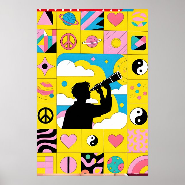 Boy With Telescope Pop Art Poster (Front)