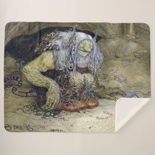 Boy with Troll by John Bauer Sherpa Blanket