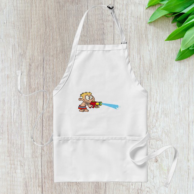 Boy with Water Gun Summer Fun Adult Apron (Creator Uploaded)