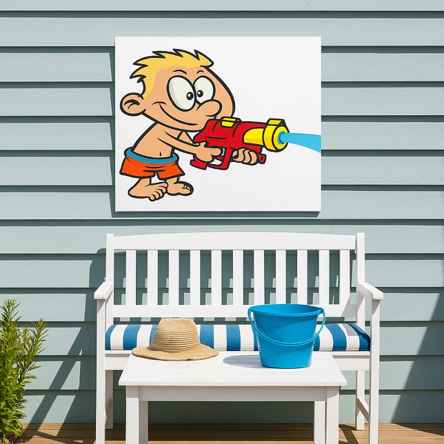 Boy with Water Gun Summer Fun Poster (Creator Uploaded)