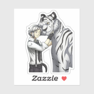 Boy with White Tiger Sticker
