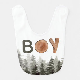 Boy - Wood and Pine Trees Baby Bib