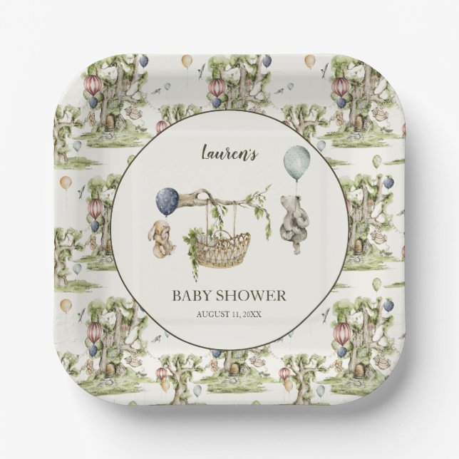 Boy Woodland Animals Baby Shower  Paper Plates (Front)