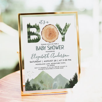 Boy Woodland Baby Shower  Invitation by KYBABY at Zazzle