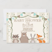 Boy Woodland Baby Shower invite Animals Forest (Front)
