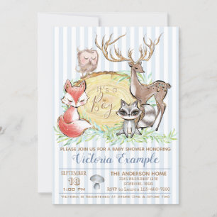 Boy Woodland Forest Baby Shower Invitation