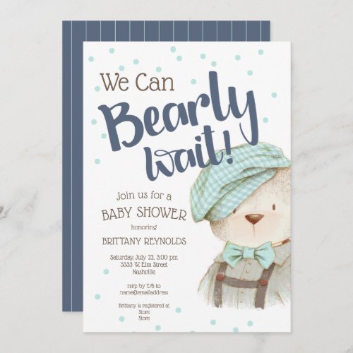 Boy Woodland Forest Bear Baby Shower Invitation