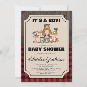 Boy Woodland Lumberjack Baby Shower Invitation