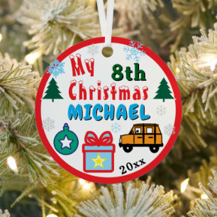 Boy Yearly Christmas Orange Car Metal Ornament