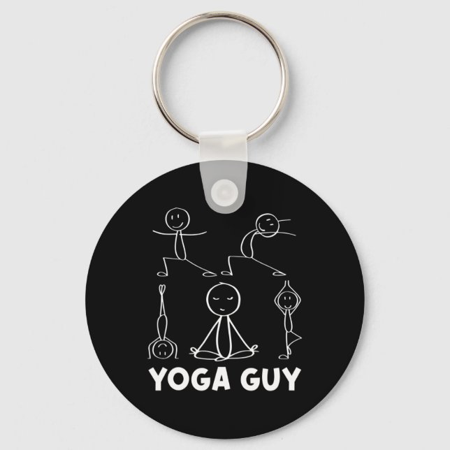 Boy Yoga Guy Exercise Stick Figure  Keychain (Front)