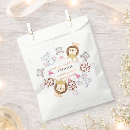 Boy Young Wild and Three Animals Birthday Party  Favor Bag