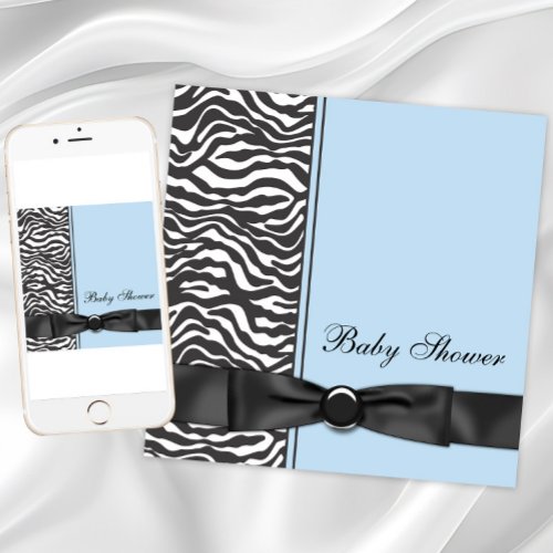 Blue Zebra Boy Baby Shower Invitations