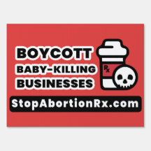 "Boycott Baby-Killing" Sign 18x24" StopAbortionRx