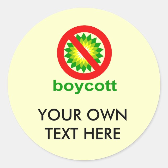 Boycott BP Classic Round Sticker (Front)