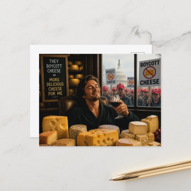 Boycott Cheese Leave More For Me Postcard (Front/Back In Situ)