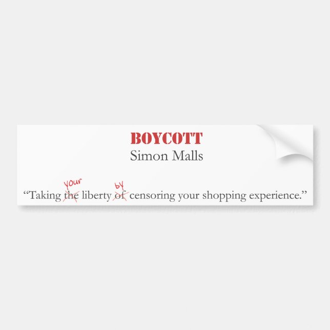 Boycott Simon Malls Bumper Sticker (Front)