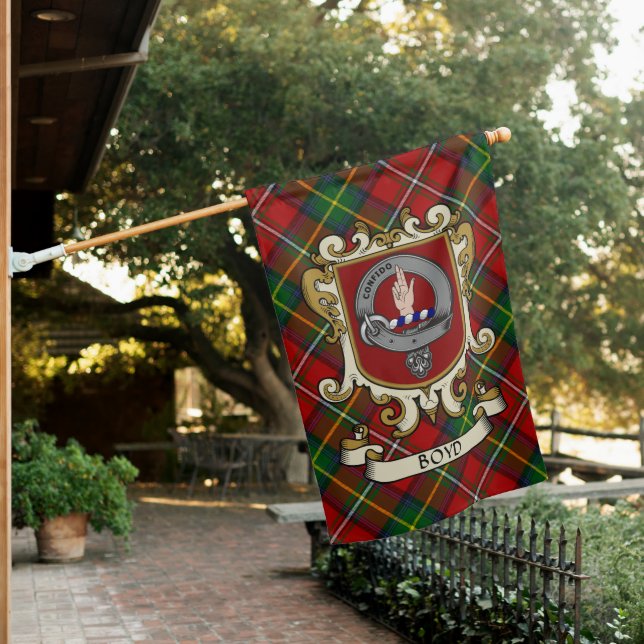 Boyd Clan Badge & Tartan Personalized House Flag (In SItu)