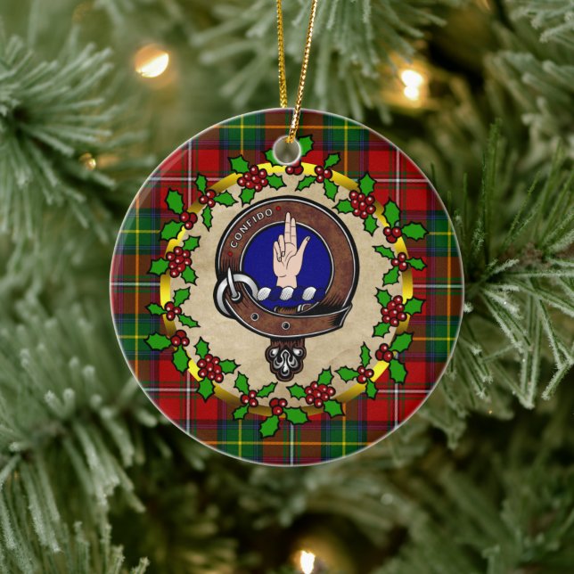 Boyd Clan Badge & Tartan Personalized Xmas Ceramic Ornament (Tree)
