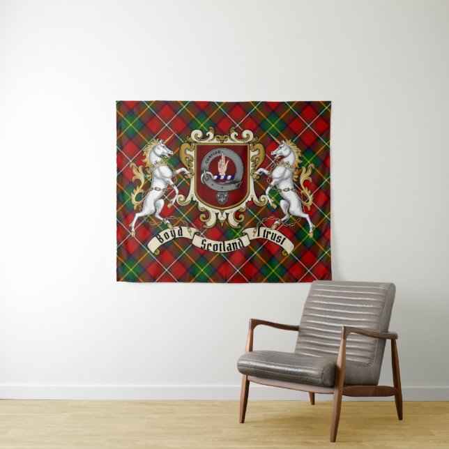 Boyd Clan Badge & Tartan Tapestry (In Situ (Horizontal))