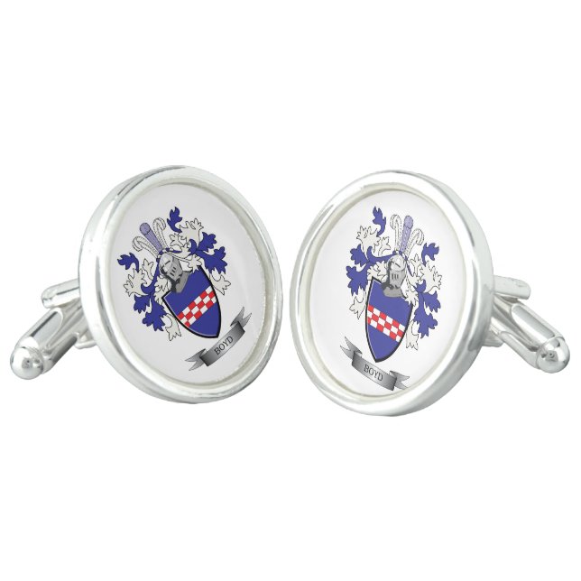 Boyd Family Crest Coat of Arms Cufflinks (Angled)