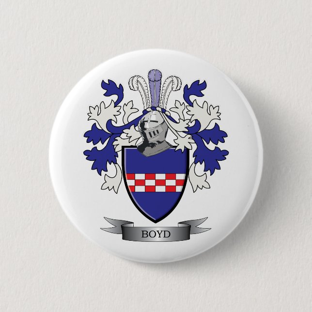 Boyd Family Crest Coat of Arms Pinback Button (Front)