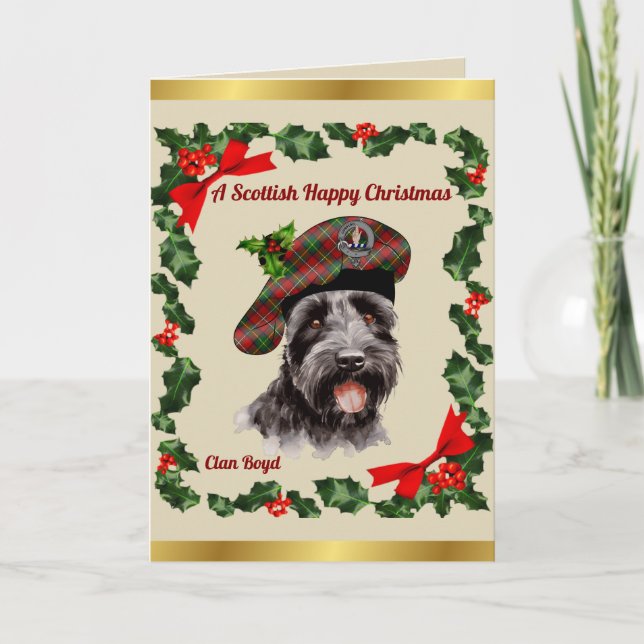 Boyd Scottie Dog Personalized Xmas Card (Front)