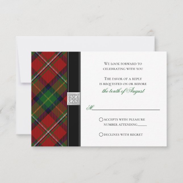 Boyd Tartan Scottish Celtic Wedding RSVP Reply Invitation (Front)
