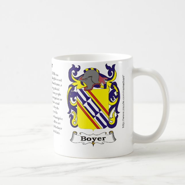Boyer, the origin, meaning and the crest coffee mug (Right)