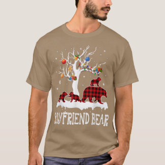Boyfriend Bear Christmas Pajama Red Plaid Buffalo  T-Shirt