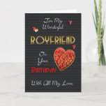 Boyfriend, Birthday With Gold Effect And Hearts Card<br><div class="desc">A modern birthday card for your loved one,  with embossed effect text and hearts (digitally designed they are not really embossed just have that effect) Stylish romantic and modern but remaining perfect for Men with colors and sentiments.</div>