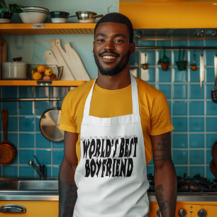 Boyfriend black typography long apron