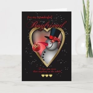 Boyfriend Christmas Card - Snowman In Heart