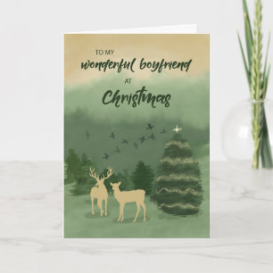 Boyfriend Christmas Green Landscape with Tree Card