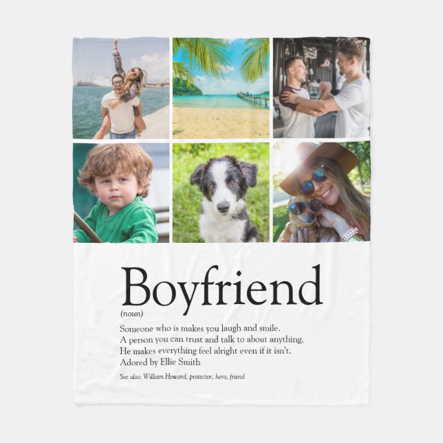 Boyfriend Definition 6 Photo Collage Fun Fleece Blanket (Front)