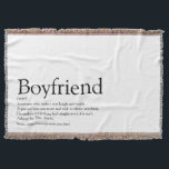 Boyfriend Definition Cool Fun Black and White Throw Blanket<br><div class="desc">Personalise for your boyfriend to create a unique valentine,  Christmas or birthday gift. A perfect way to show him how amazing he is every day. Designed by Thisisnotme©</div>