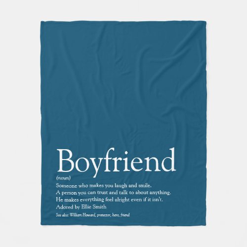 Boyfriend Definition Cool Fun Blue Fleece Blanket