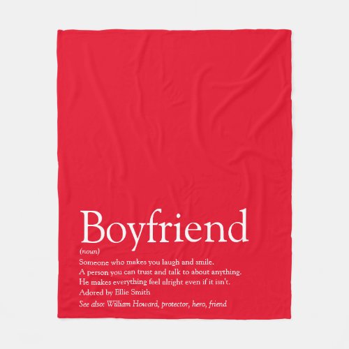 Boyfriend Definition Modern Fun Red Fleece Blanket