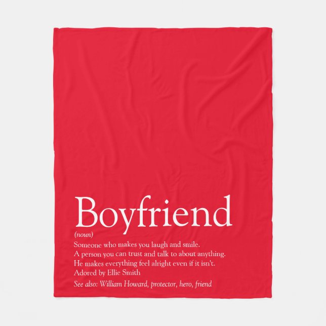 Boyfriend Definition Modern Fun Red Fleece Blanket (Front)