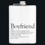 Boyfriend Definition Saying Black and White Flask<br><div class="desc">Personalize for your boyfriend to create a unique valentine,  Christmas or birthday gift. A perfect way to show him how amazing he is every day. Designed by Thisisnotme©</div>