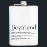 Boyfriend Definition Saying Black and White Flask<br><div class="desc">Personalize for your boyfriend to create a unique valentine,  Christmas or birthday gift. A perfect way to show him how amazing he is every day. Designed by Thisisnotme©</div>
