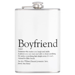 Boyfriend Definition Saying Black and White Flask